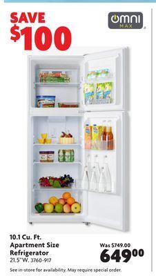 Home Hardware 10.1 cu. ft. apartment size refrigerator offer