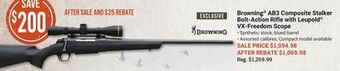 Bass Pro Browning® ab3 composite stalker bolt-action rifle with leupold® vx-freedom scope offer