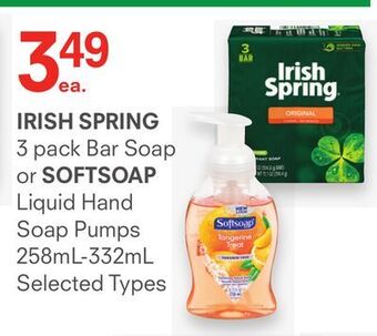Remedy's RX Irish spring 3 pack bar soap or softsoap liquid hand soap pumps 258ml-332ml offer