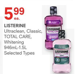 Remedy's RX Listerine ultraclean, classic, total care, whitening 946ml-1.5l offer