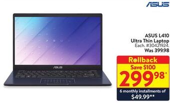 Walmart Asus l410 ultra thin laptop offer
