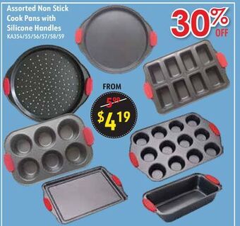 Oxford Mills Assorted non stick cook pans with silicone handles offer