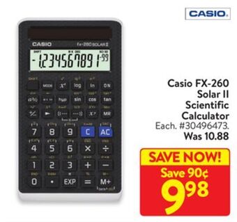Walmart Casio fx-260 solar ii scientific calculator offer
