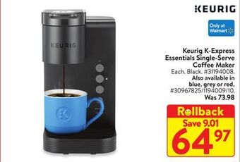 Walmart Keurig k-express essentials single-serve coffee maker offer