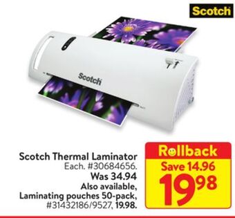 Walmart Scotch thermal laminator offer