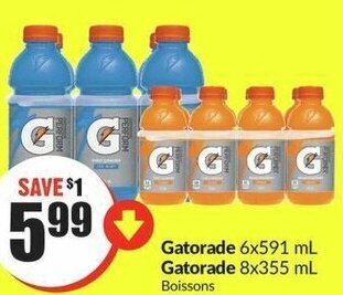 FreshCo Gatorade 6x591 mL Gatorade 8x355 mL offer