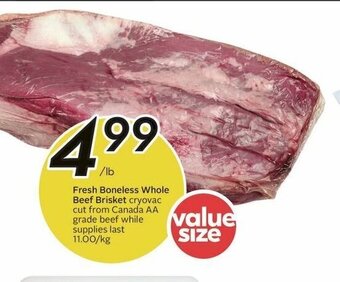 Sobeys Fresh Boneless Whole Beef Brisket offer