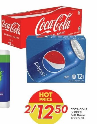 Sobeys COCA-COLA or PEPSI Soft Drinks 12x355 mL offer