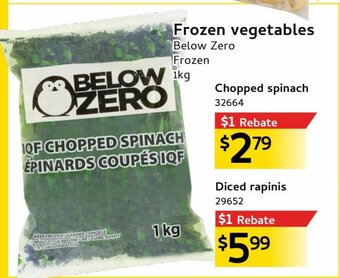 Mayrand Frozen vegetables Below Zero Frozen 1 kg offer