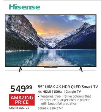 The Source Hisense 55 u68k 4k hdr qled smart tv offer