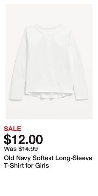 Old Navy Old navy softest long-sleeve t-shirt for girls offer
