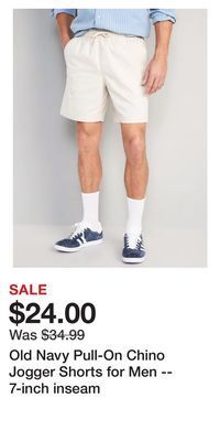 Old Navy Old navy pull-on chino jogger shorts for men -- 7-inch inseam offer