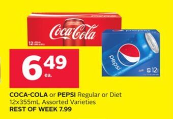 Rexall Coca-cola or pepsi regular or diet 12x355ml offer