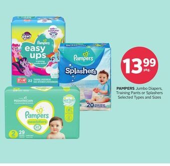 Rexall Pampers jumbo diapers, training pants or splashers offer