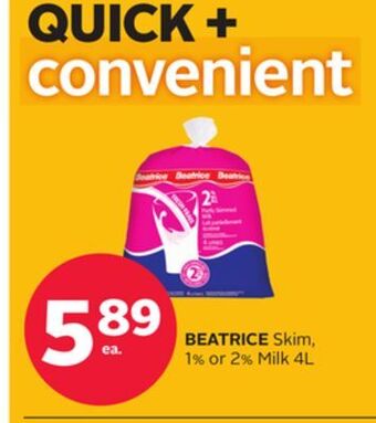 Rexall Beatrice skim, 1% or 2% milk offer