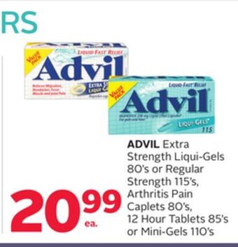 Rexall Advil extra strength liqui-gels 80' s or regular strength 115' s, arthritis pain caplets 80' s, 12 hour tablets 85' s or mini offer