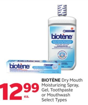 Rexall Biotène dry mouth moisturizing spray, gel, toothpaste or mouthwash offer