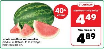 Wholesale Club Whole seedless watermelon, 11 lb average offer