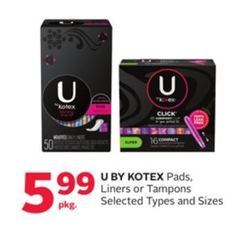 Rexall U by kotex pads, liners or tampons offer