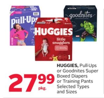 Rexall Huggies, pull. ups or goodnites super boxed diapers or training pants offer