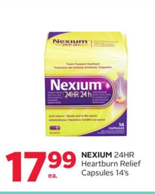 Rexall Nexium 24hr heartburn relief capsules 14' s offer