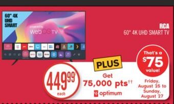 Shoppers Drug Mart Rca 60 4k uhd smart tv offer