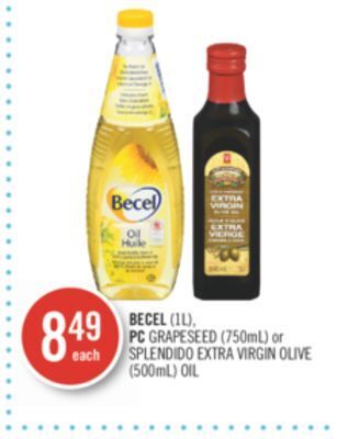Shoppers Drug Mart Becel (1l), pc grapeseed (750ml) or splendido extra virgin olive (500ml) oil offer