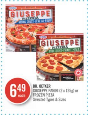 Shoppers Drug Mart Dr. oetker giuseppe panini (2 x 125g) or frozen pizza offer