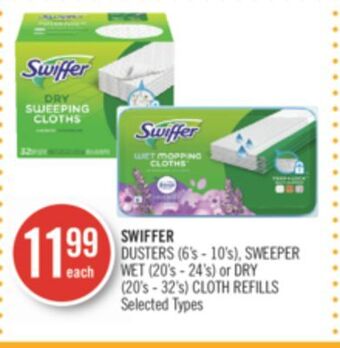 Shoppers Drug Mart Swiffer dusters (6's - 10's), sweeper wet (20's - 24's) or dry (20's - 32's) cloth refills offer