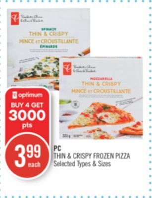Shoppers Drug Mart Pc thin & crispy frozen pizza offer