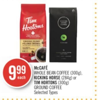 Shoppers Drug Mart Mccafé whole bean coffee (300g), kicking horse (284g) or tim hortons (300g) ground coffee offer