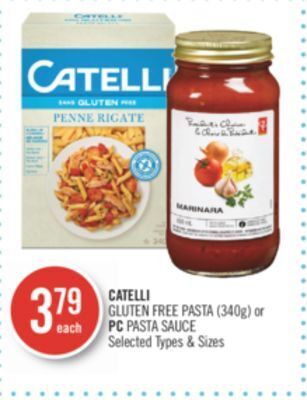 Shoppers Drug Mart Catelli gluten free pasta (340g) or pc pasta sauce offer
