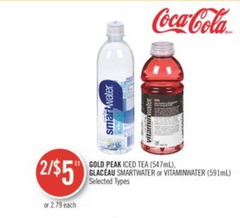 Shoppers Drug Mart Gold peak iced tea (547ml), glacéau smartwater or vitaminwater (591ml) offer