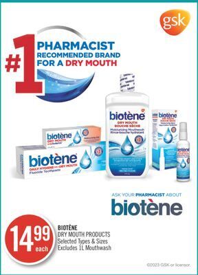 Shoppers Drug Mart Biotene dry mouth products offer