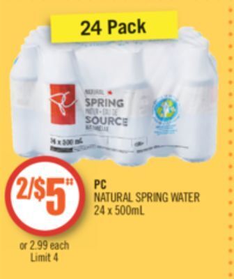 Shoppers Drug Mart Pc natural spring water offer