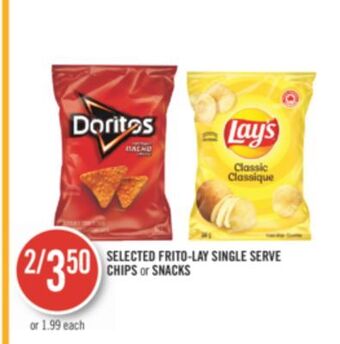 Shoppers Drug Mart Selected frito-lay single serve chips or snacks offer