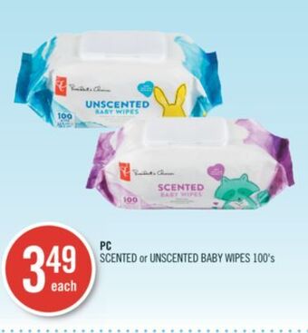 Shoppers Drug Mart Pc scented or unscented baby wipes offer