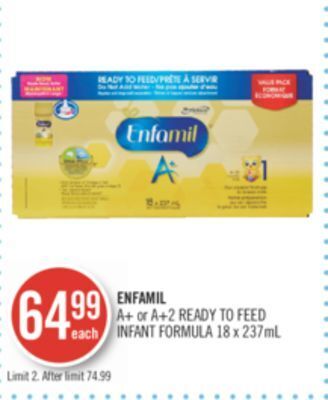 Shoppers Drug Mart Enfamil a+ or a+2 ready to feed infant formula offer