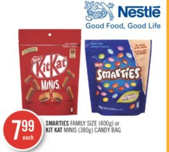 Shoppers Drug Mart Smarties family size (400g) or kit kat minis (380g) candy bag offer