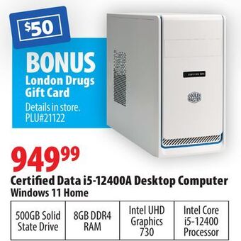Certified data i5-12400a desktop computer