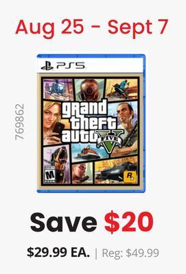 GameStop Ps5 grand theft auto v offer