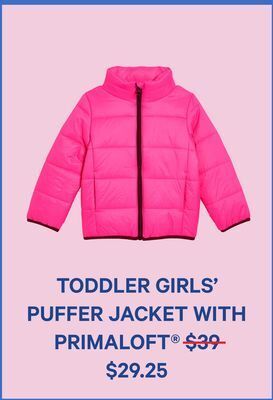 Joe Fresh Toddler girls' puffer jacket with primaloft® offer