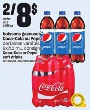 Provigo Coca-Cola or Pepsi soft drinks 6 x 710 ml offer