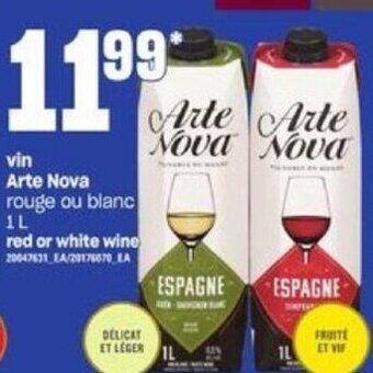 Provigo Arte Nova red or white wine 1L offer