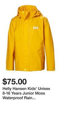 Mark's Helly hansen kids' unisex 8-16 years junior moss waterproof rain jacket offer