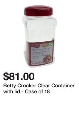 Dollarama Betty crocker clear container with lid - case of 18 offer