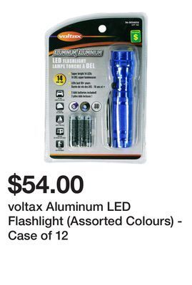 Dollarama Voltax aluminum led flashlight (assorted colours) - case of 12 offer