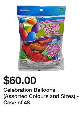 Dollarama Celebration balloons (assorted colours and sizes) - case of 48 offer
