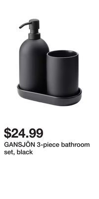 IKEA Gansjön 3-piece bathroom set, black offer