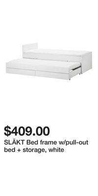 IKEA Släkt bed frame w/pull-out bed + storage, white offer